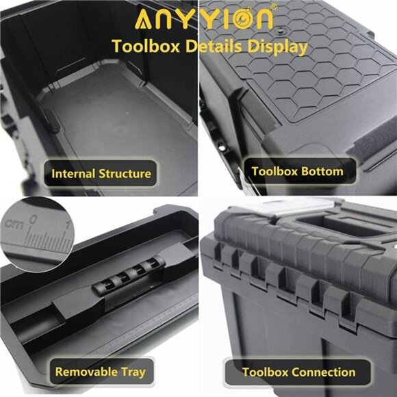 14.5-Inch Plastic Tool box with Removable Tray - Picture 3 of 6